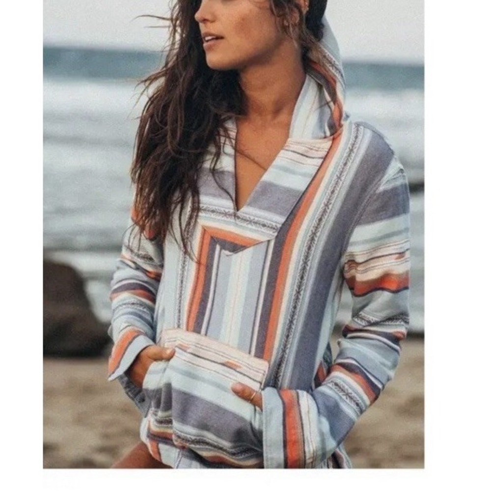 Faherty NWT Baja Striped Beach Poncho Hoodie Sierra Paradise Organi Cotton Sz Xs
